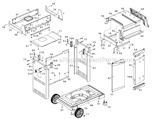 Page B Diagram and Parts List for 9877-34 Sovereign 70 Broil King Grill
